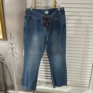 Calvin Klein Jeans Denim Lace-Up Wide Leg